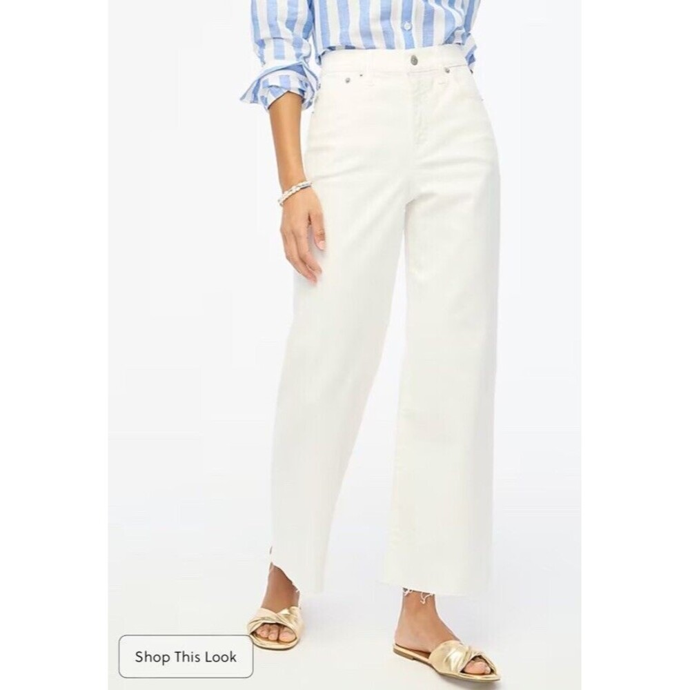 J. Crew Wide-Leg Crop Jean in All-Day Stretch Size 27 White NWT Casual Modern